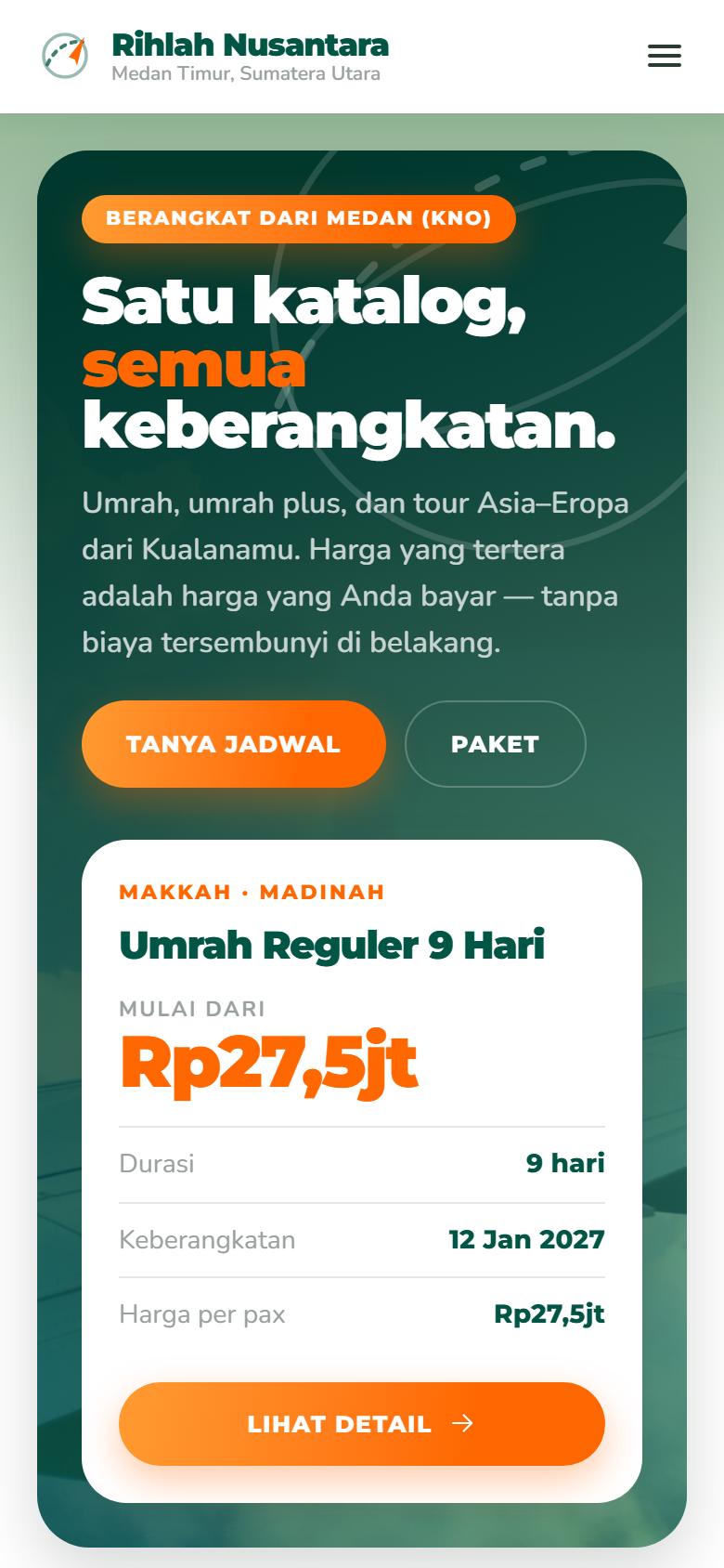 Travel Rihlah — tampilan HP