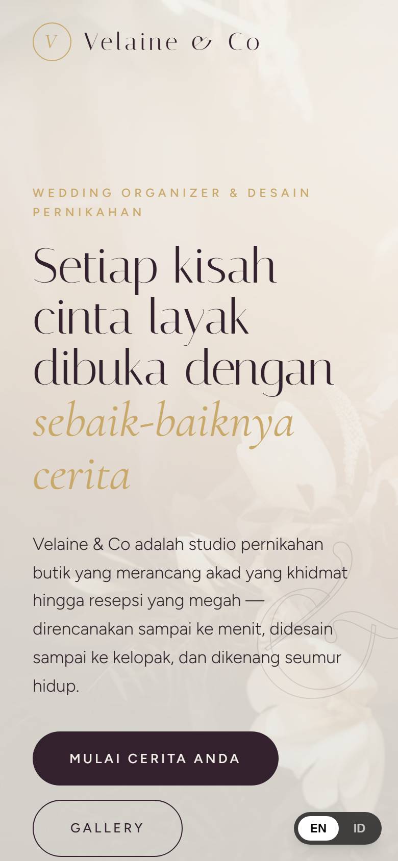 Velaine Atelier — tampilan HP